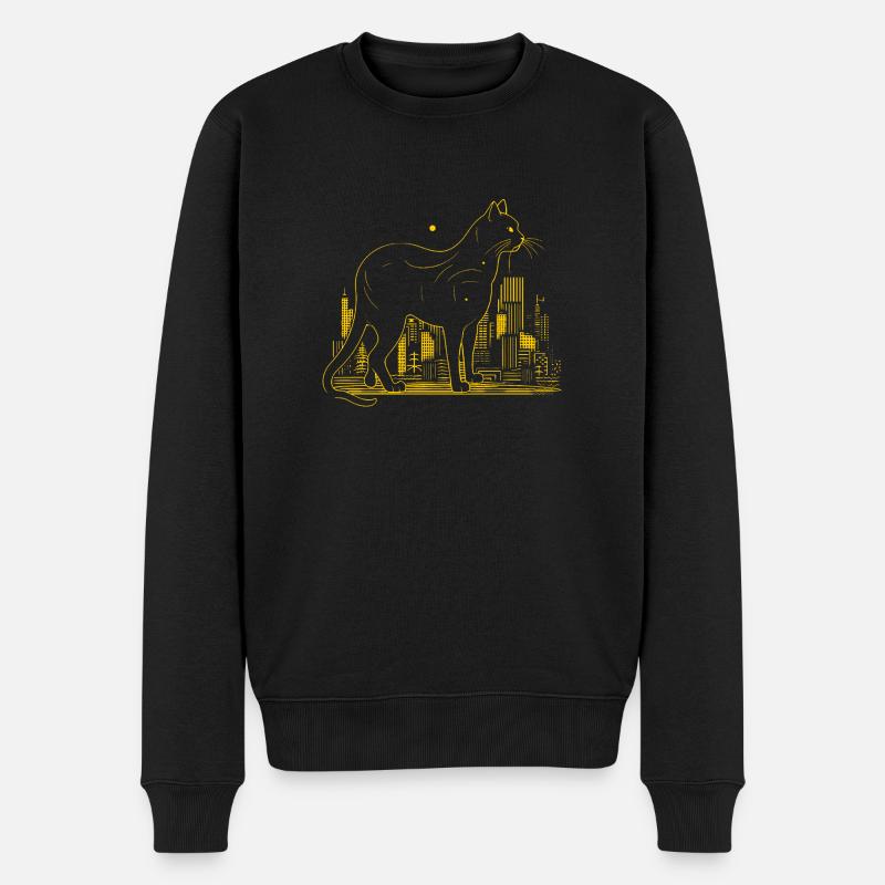 Katze Großstadt gelb Geschenk - Männer Premium Bio Pullover - Schwarz