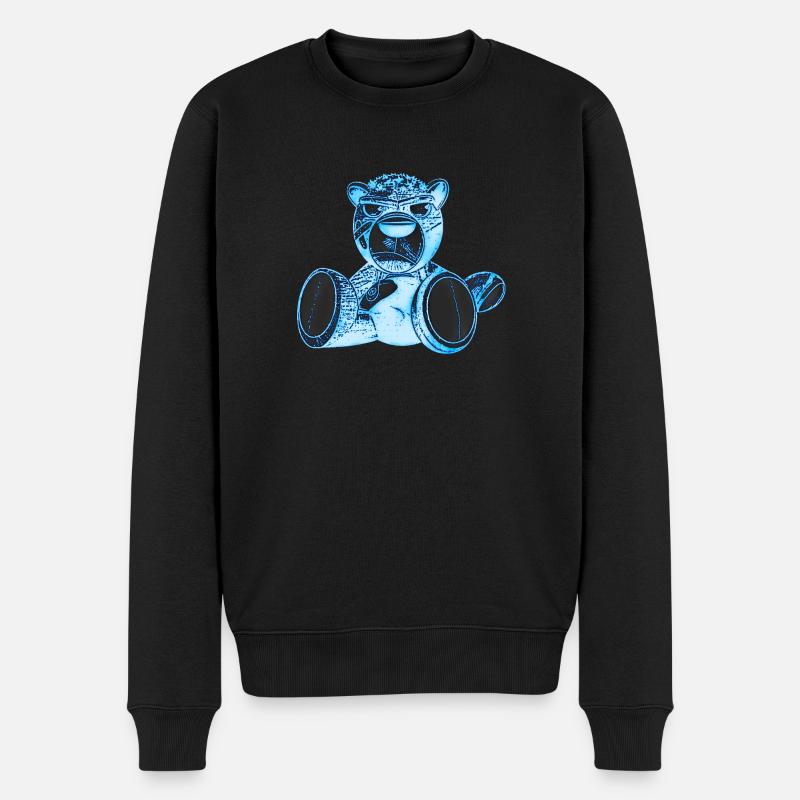 Creepy Teddy Blue - Männer Premium Bio Pullover - Schwarz