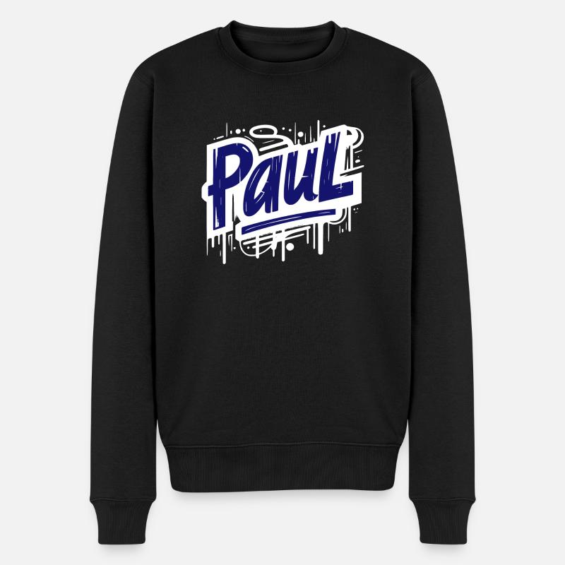 Paul Name Graffiti - Männer Premium Bio Pullover - Schwarz