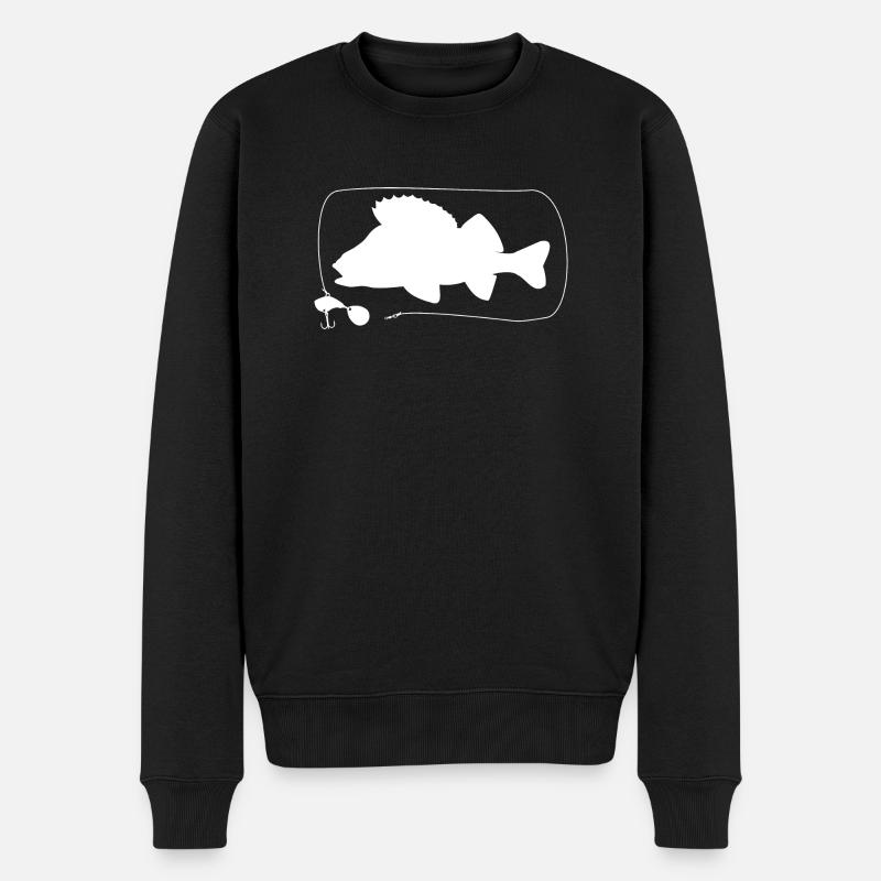 Barsch mit Jigspinner - Männer Premium Bio Pullover - Schwarz