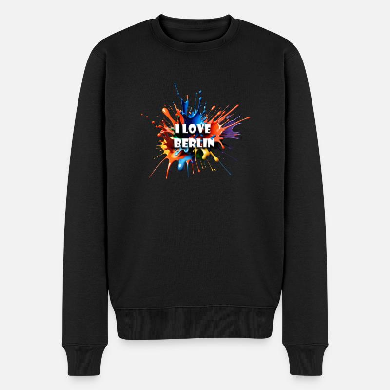 I LOVE BERLIN - Männer Premium Bio Pullover - Schwarz