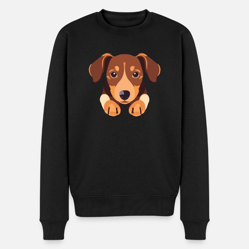 Chiot chien teckel mignon - Pull Premium bio Homme - noir