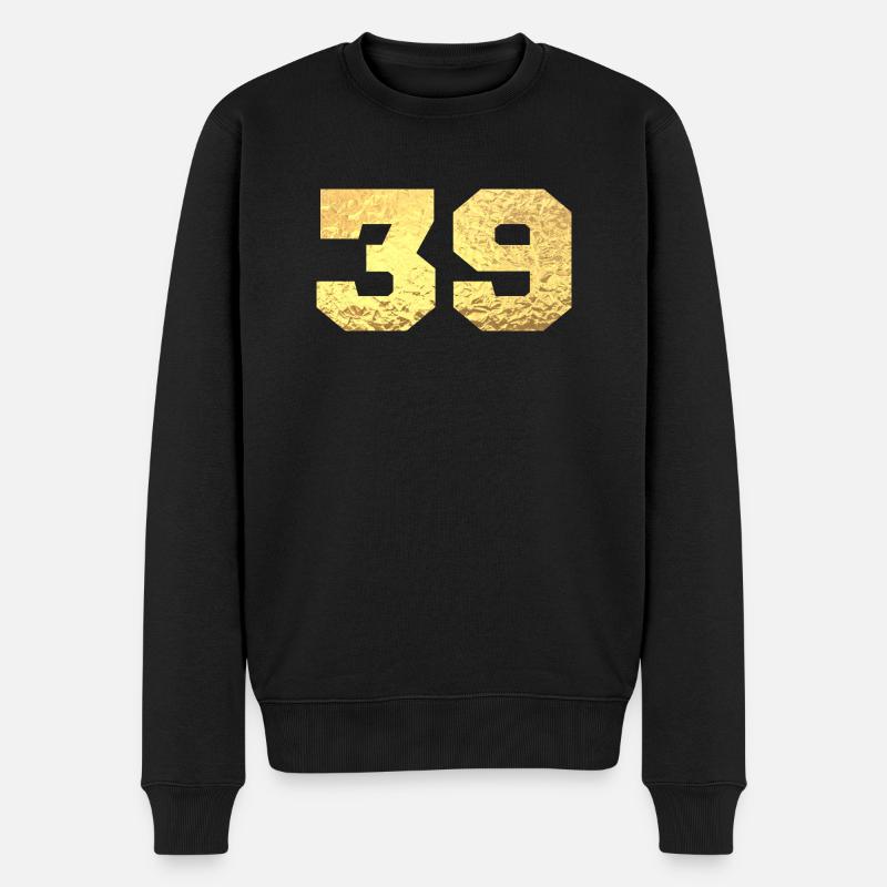 Numéro 39 paillettes doré - 39e anniversaire - Pull Premium bio Homme - noir