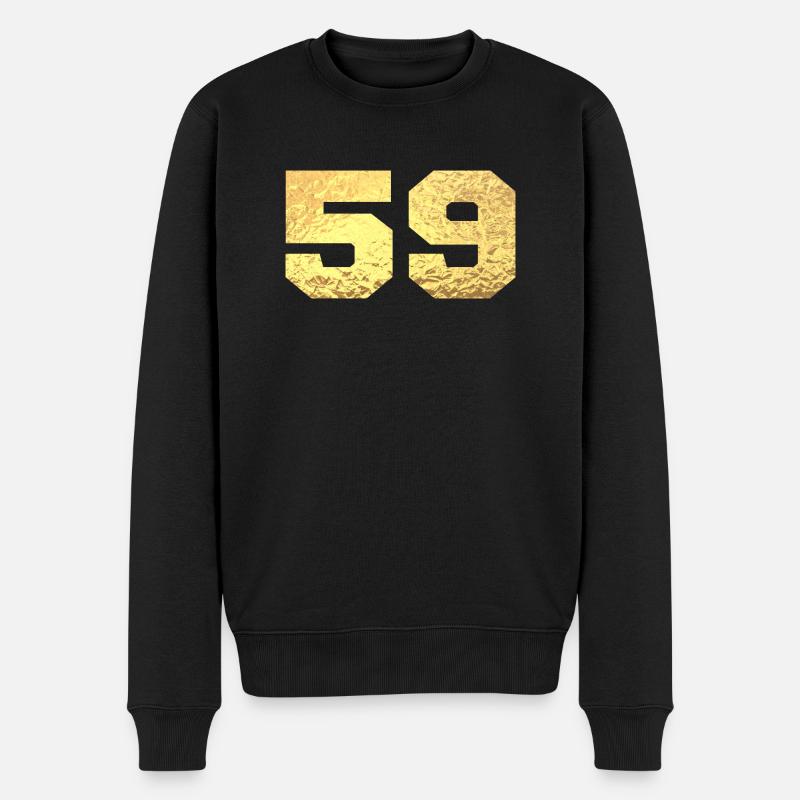 Numéro 59 paillettes doré - 59e anniversaire - Pull Premium bio Homme - noir