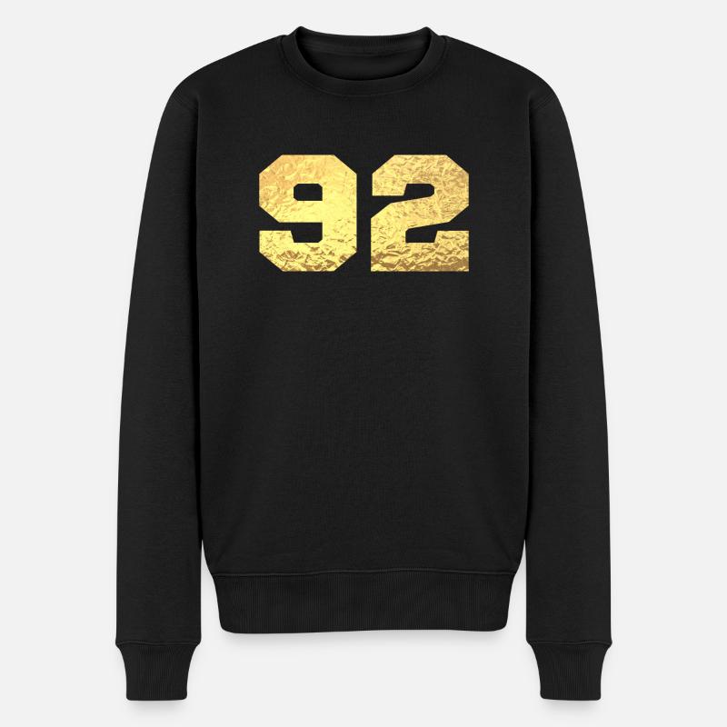 Numéro 92 paillettes doré - 92e anniversaire - Pull Premium bio Homme - noir