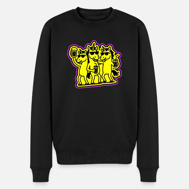 Einhorn Team Party - Männer Premium Bio Pullover - Schwarz