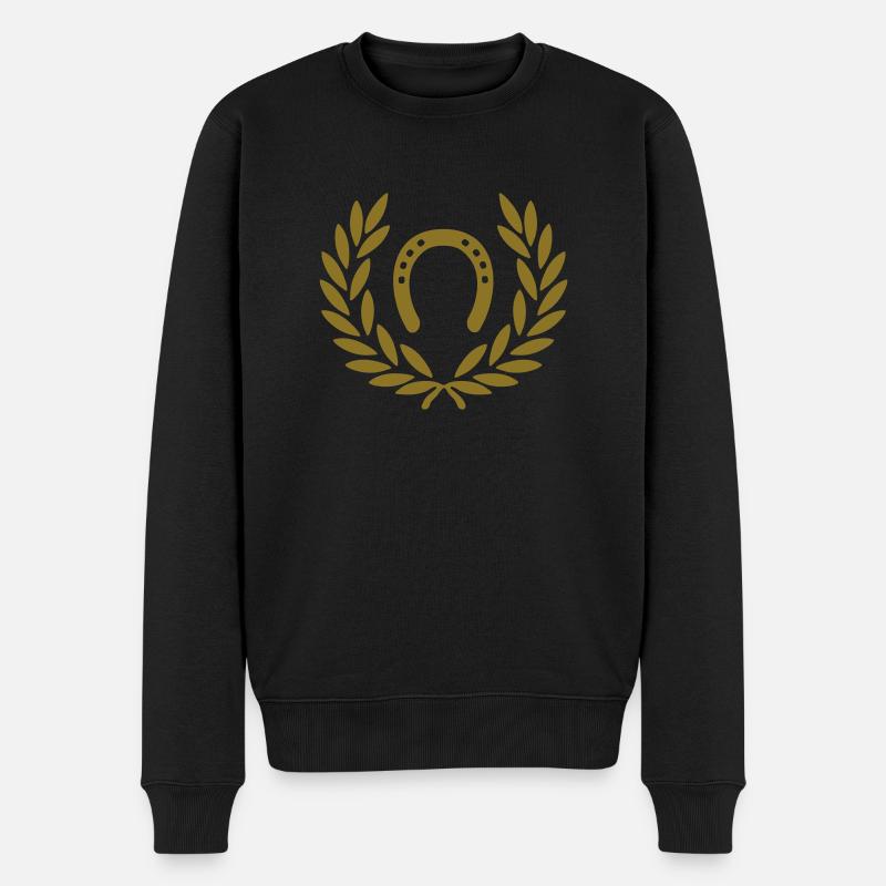 Hufeisen Horseshoe pferd - Männer Premium Bio Pullover - Schwarz