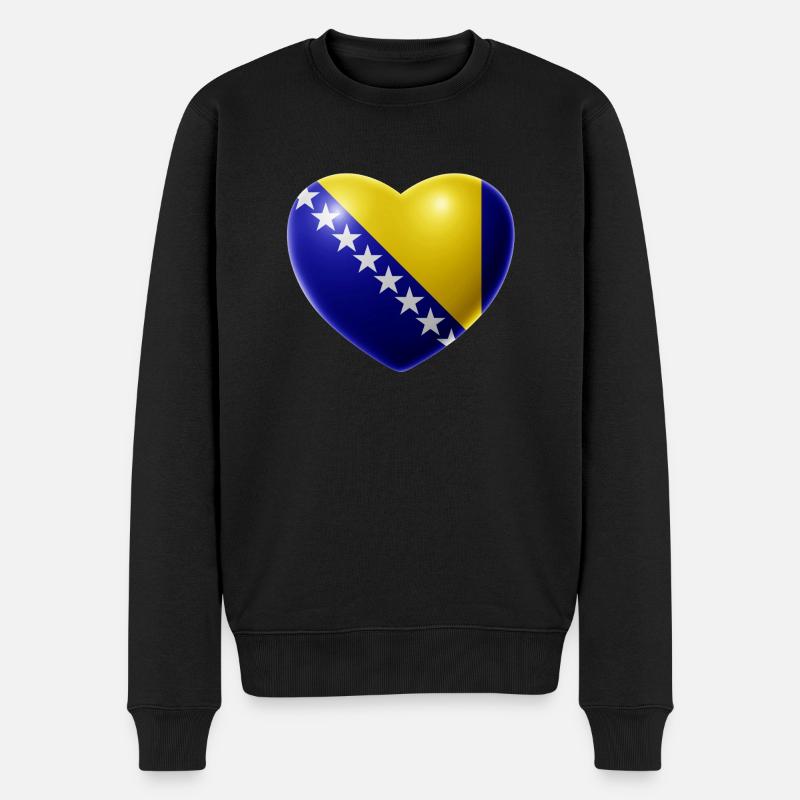 Herz (Bosnien / Bosna) - Männer Premium Bio Pullover - Schwarz