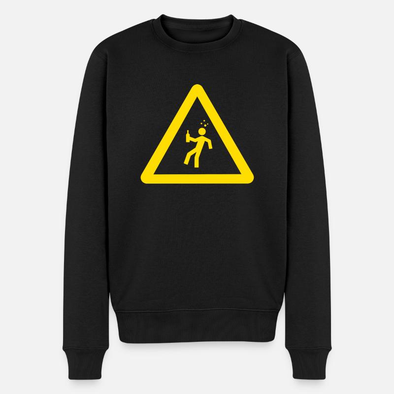 Vorsicht Trinker - Männer Premium Bio Pullover - Schwarz