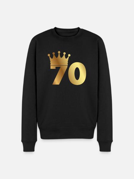 70. Geburtstag: 70 mit Krone - Männer Premium Bio Pullover - Schwarz