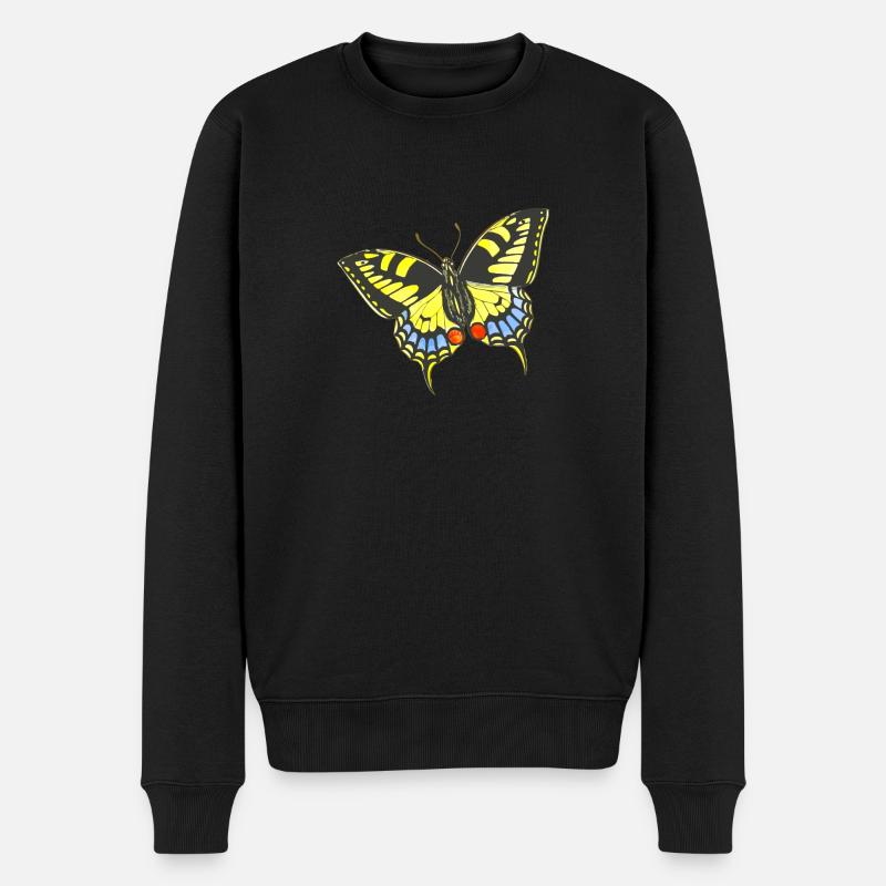 Schmetterling - Männer Premium Bio Pullover - Schwarz