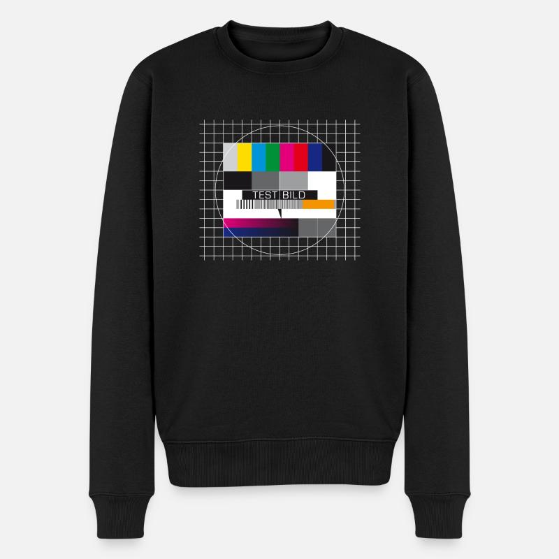 Testbild Fernsehen Bildschirm Sendeschluss Display - Männer Premium Bio Pullover - Schwarz