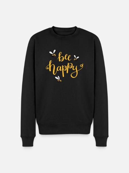 bee happy - Men's Premium Organic Jumper - black