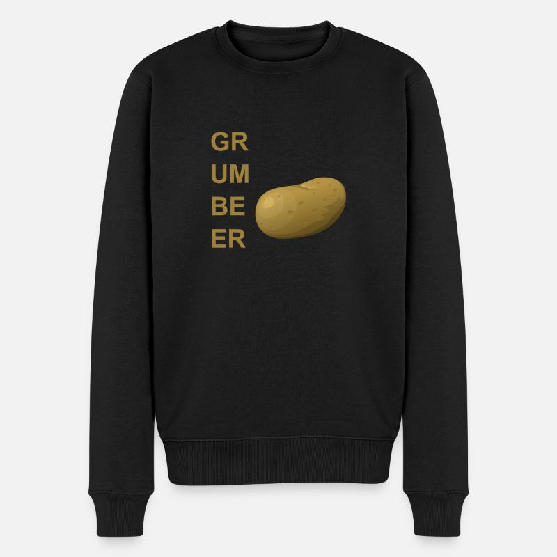Grumbeer/Kartoffel - Männer Premium Bio Pullover - Schwarz