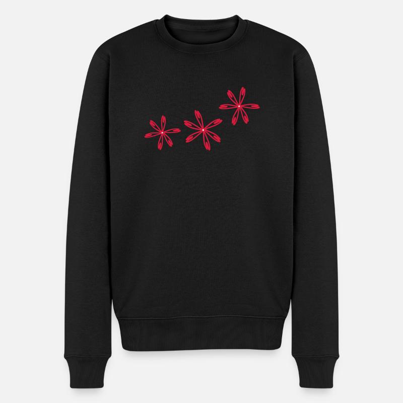 Rote Blume Kosmos - Männer Premium Bio Pullover - Schwarz