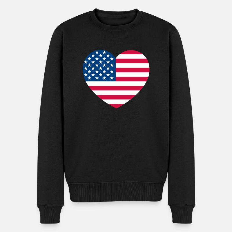 Heart USA - Männer Premium Bio Pullover - Schwarz
