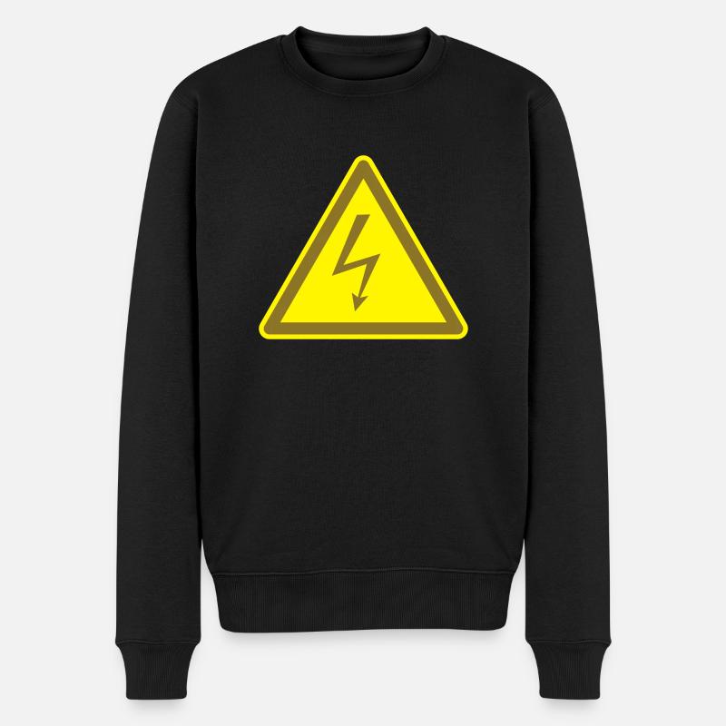 Vorsicht Hochspannung - Männer Premium Bio Pullover - Schwarz