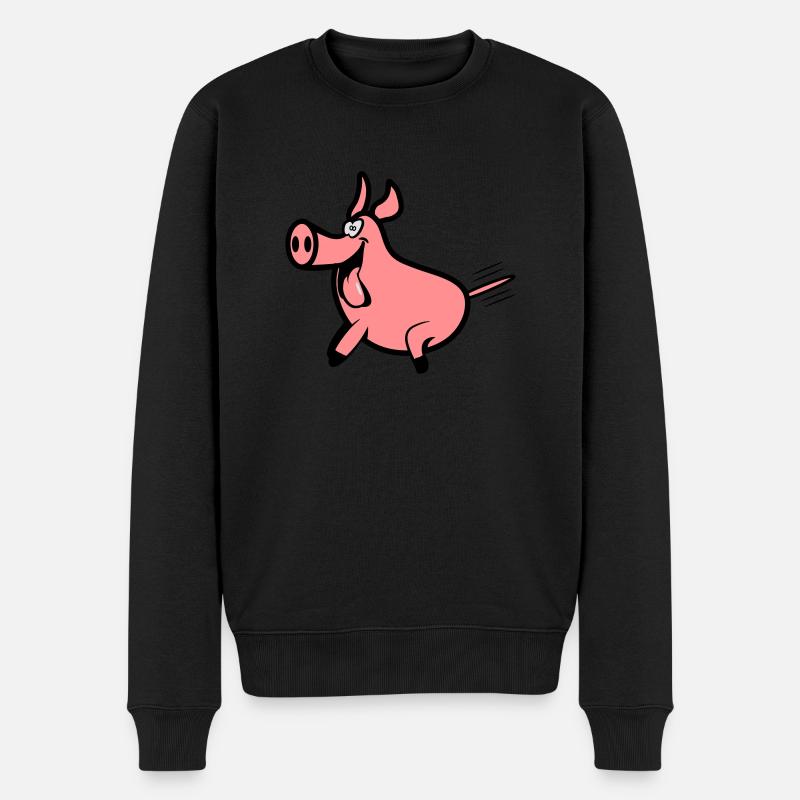 Schwein freude - Männer Premium Bio Pullover - Schwarz