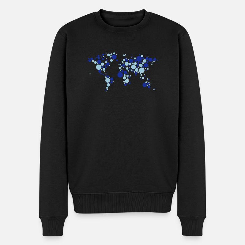 Weltkarte Erde Planet Globus Kontinent Kreis Punkt - Männer Premium Bio Pullover - Schwarz