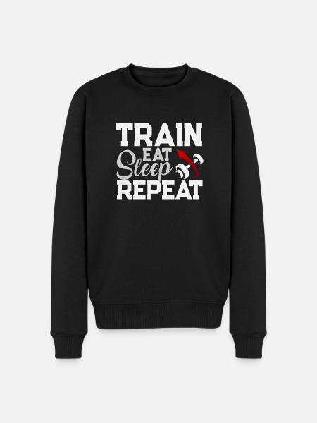 Eat Sleep Repeat Train - Männer Premium Bio Pullover - Schwarz