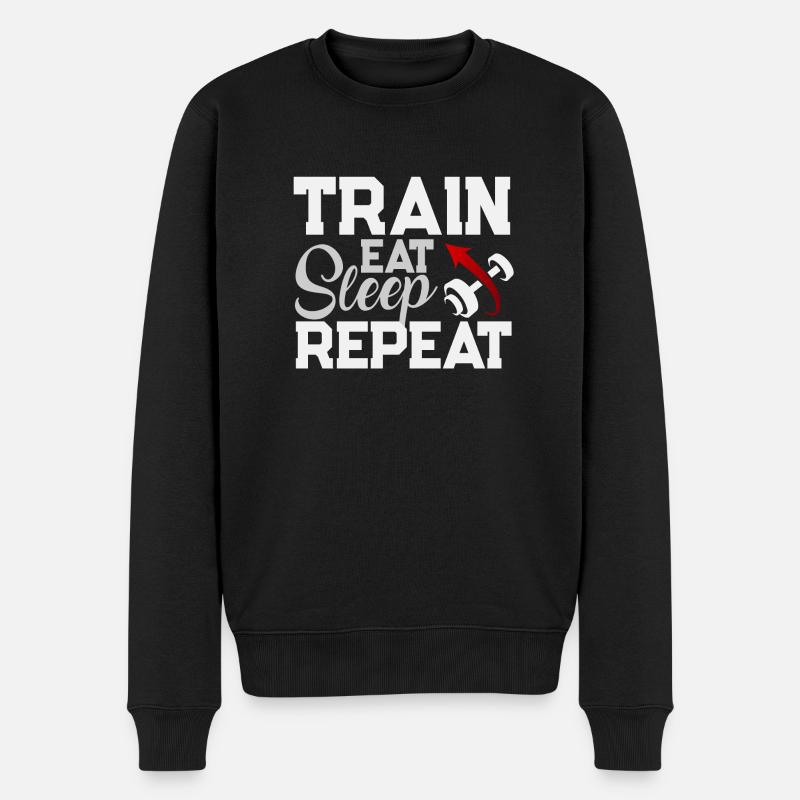 Eat Sleep Repeat Train - Men's Premium Organic Jumper - black