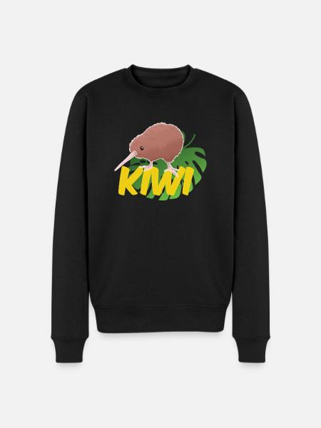 Kiwi on a leaf - Men's Premium Organic Jumper - black