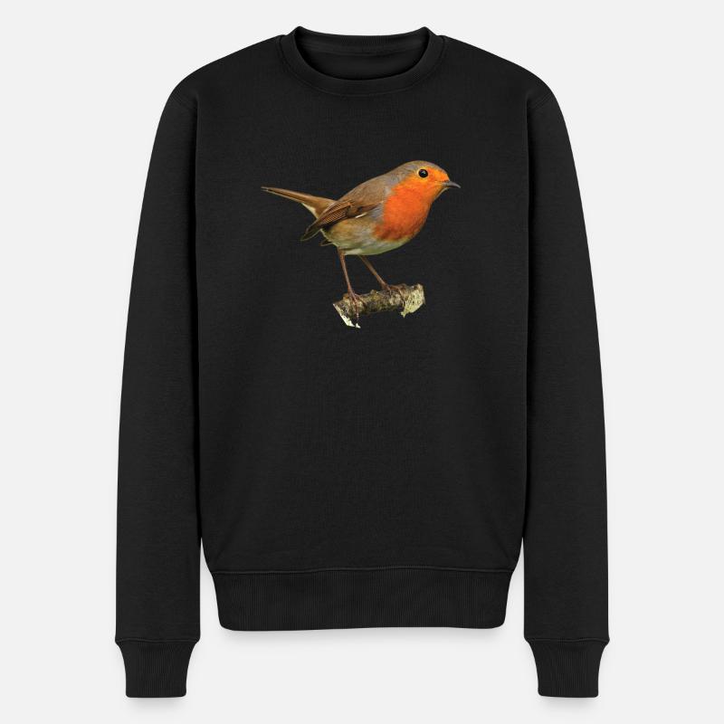 Rotkehlchen1 Robin - Männer Premium Bio Pullover - Schwarz