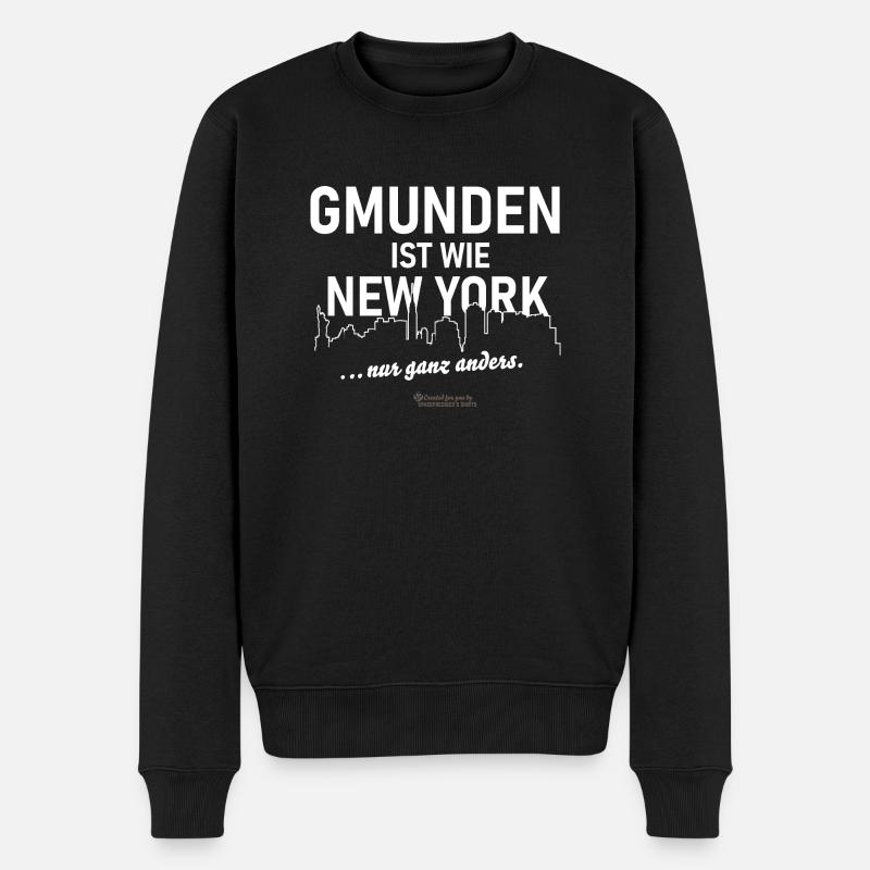 Gmunden ist wie New York - Männer Premium Bio Pullover - Schwarz
