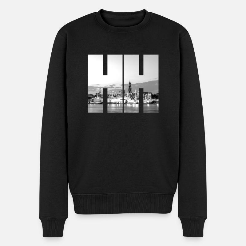 HH Landungsbrücken Noir Blanc - Pull Premium bio Homme - noir