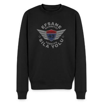 Kütahya - Männer Premium Bio Pullover - Schwarz - Vorne - Nico (187cm)