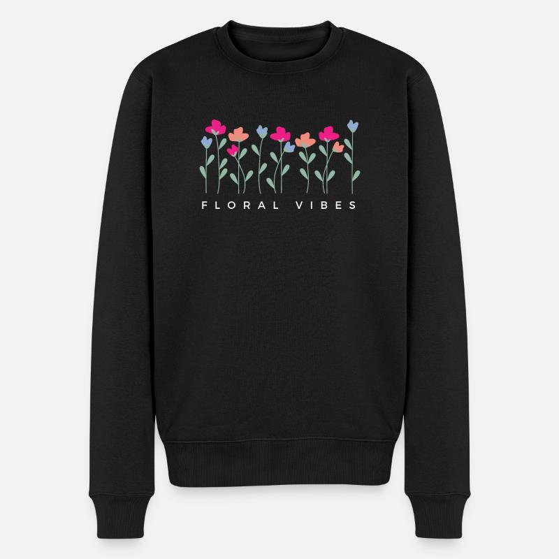 Blumige Vibes - Geschenkidee - Männer Premium Bio Pullover - Schwarz