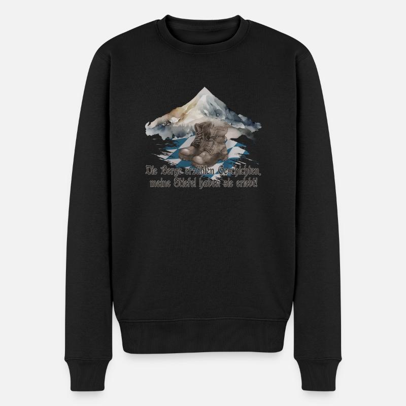 Berge Alpen Wandern Bergsteigen Lustige Sprüche - Männer Premium Bio Pullover - Schwarz
