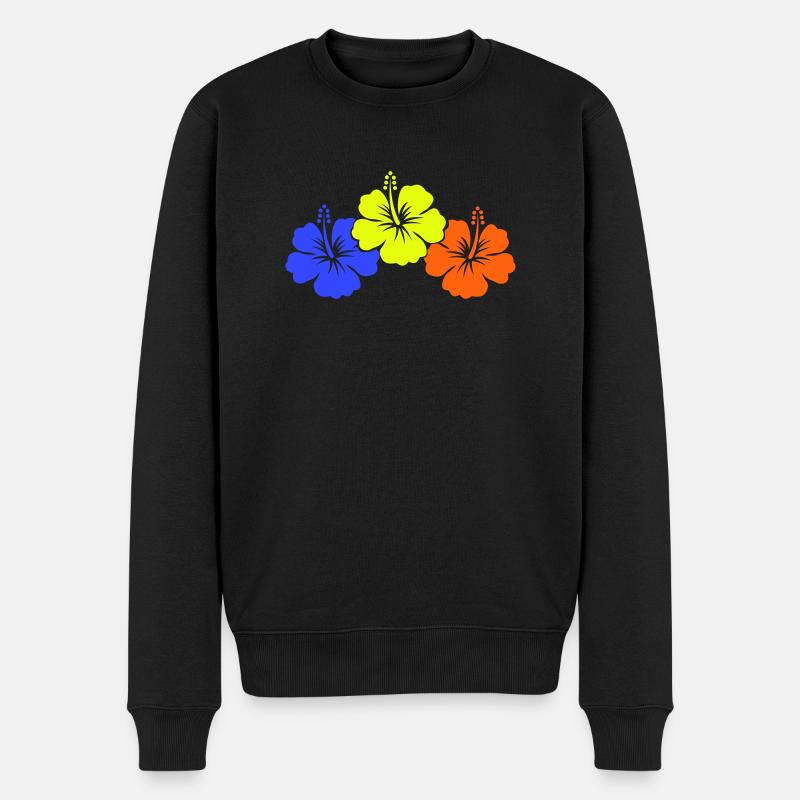 blume hibiskus - Männer Premium Bio Pullover - Schwarz