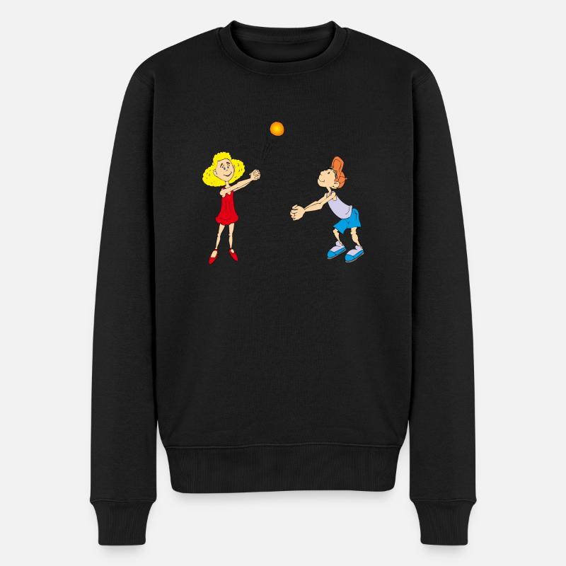 Kinder spielen Volleyball - Männer Premium Bio Pullover - Schwarz