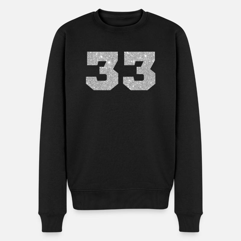 Nummer 33 Silberglitter - 33. Jubiläum - Männer Premium Bio Pullover - Schwarz