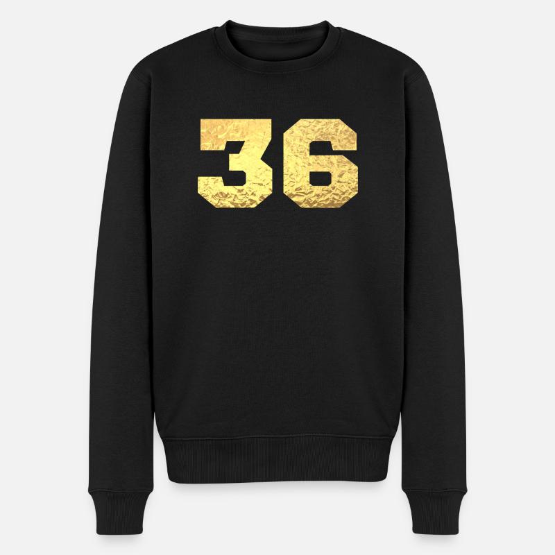 Numéro 36 paillettes doré - 36e anniversaire - Pull Premium bio Homme - noir