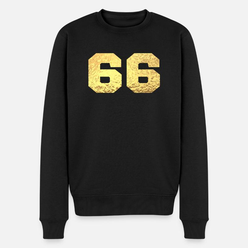 Numéro 66 paillettes doré - 66e anniversaire - Pull Premium bio Homme - noir