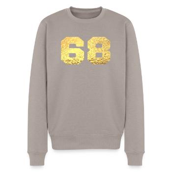 Nummer 68 Gold Glitter - 68. Jahrestag - Männer Premium Bio Pullover - Taupe - Vorne - Nico (187cm)