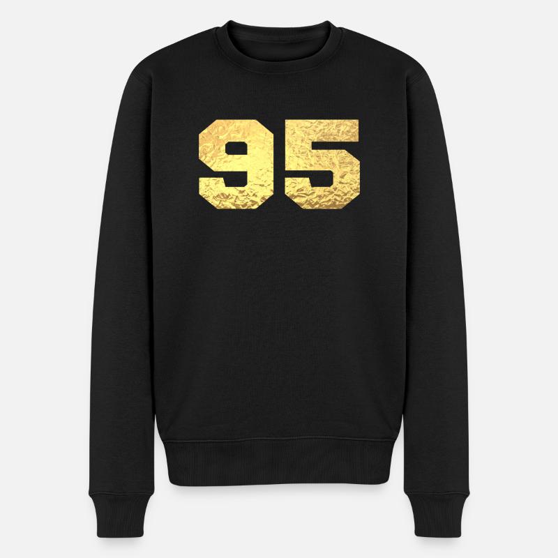 Numéro 95 paillettes doré - 95e anniversaire - Pull Premium bio Homme - noir