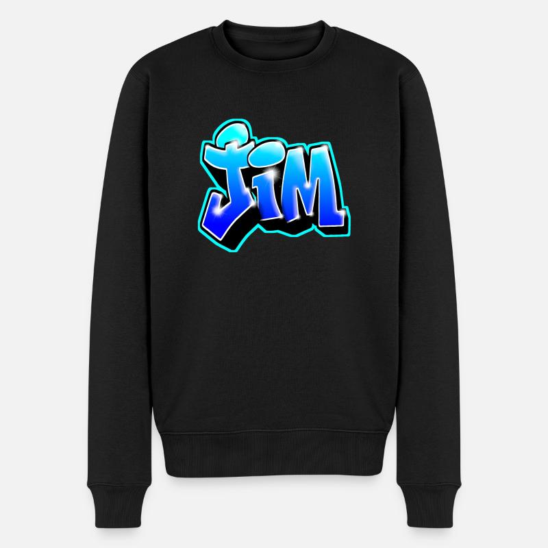 GRAFFITI NAME JIM - Pull Premium bio Homme - noir