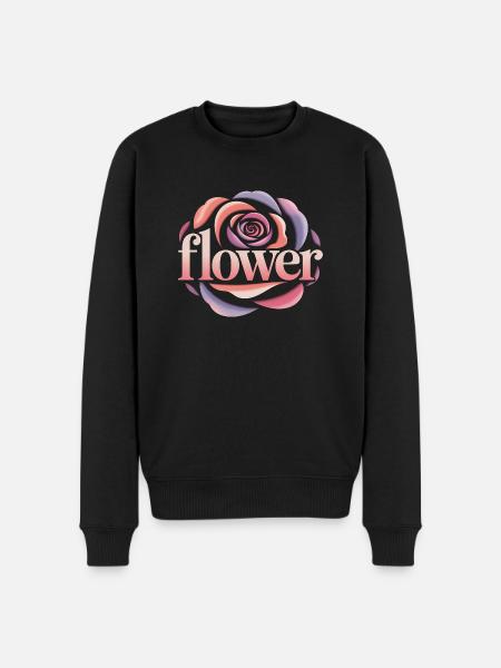 Blumen Logo - Cooles Gartendesign - Männer Premium Bio Pullover - Schwarz