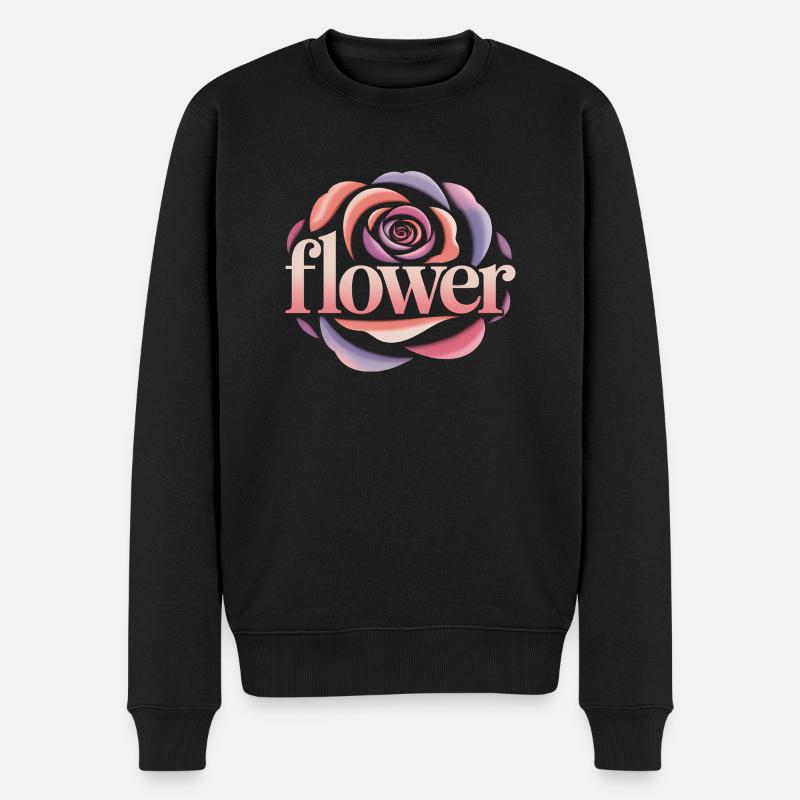 Blumen Logo - Cooles Gartendesign - Männer Premium Bio Pullover - Schwarz