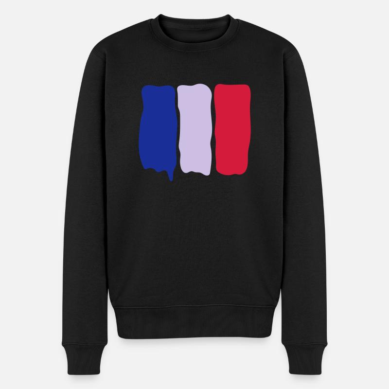 French flag runny paint - Pull Premium bio Homme - noir