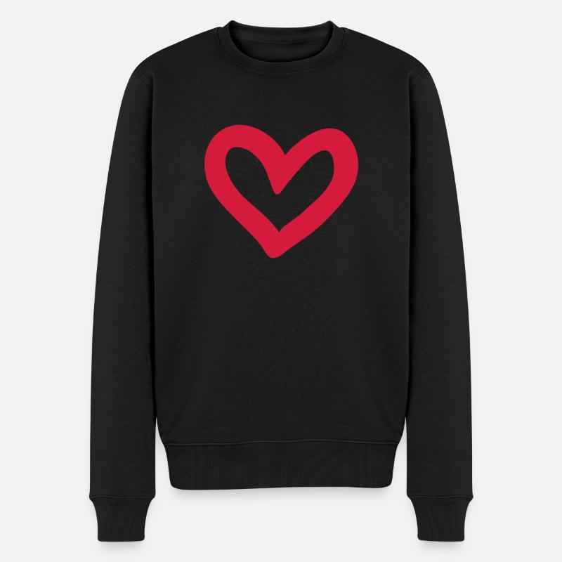 Herz - Männer Premium Bio Pullover - Schwarz