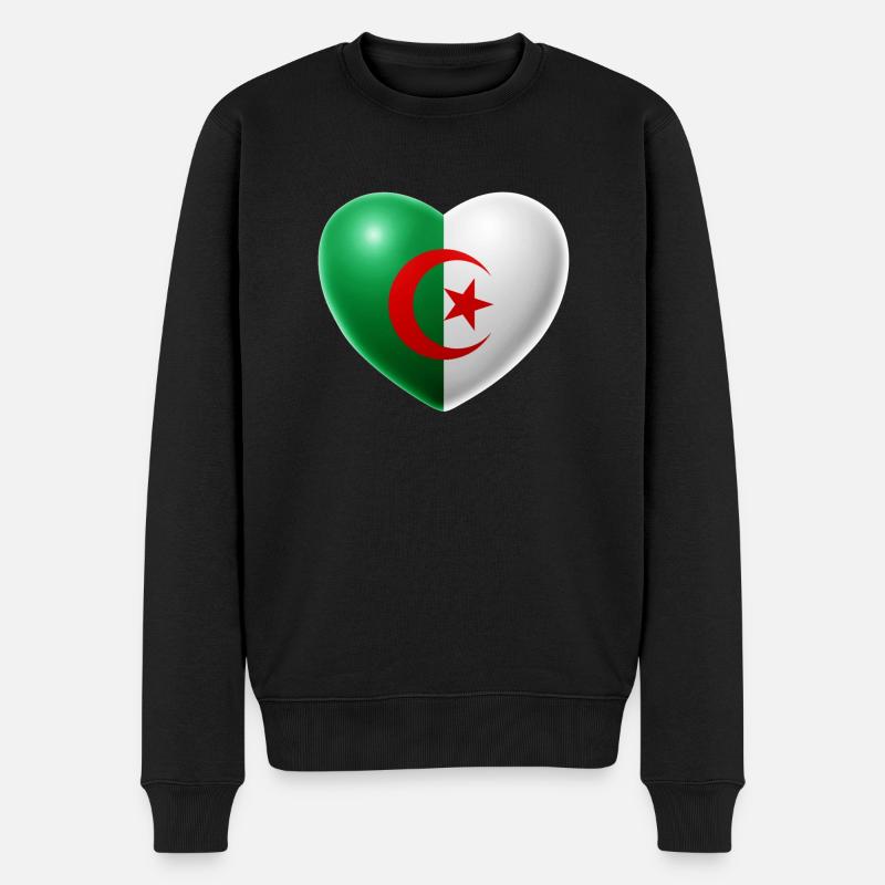 Herz (Algerien / Algeria) - Männer Premium Bio Pullover - Schwarz