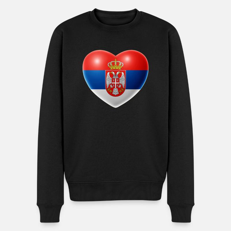 Herz (Serbien / Srbija) - Männer Premium Bio Pullover - Schwarz