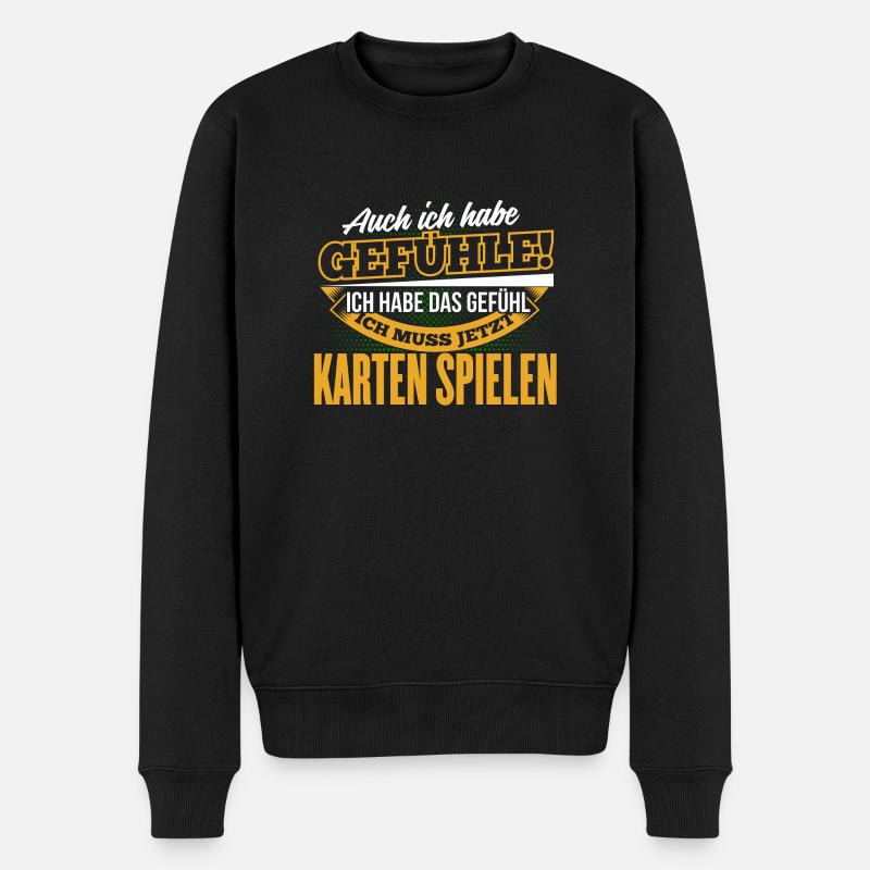 KARTEN SPIELEN - Ich habe auch Gefühle - Männer Premium Bio Pullover - Schwarz
