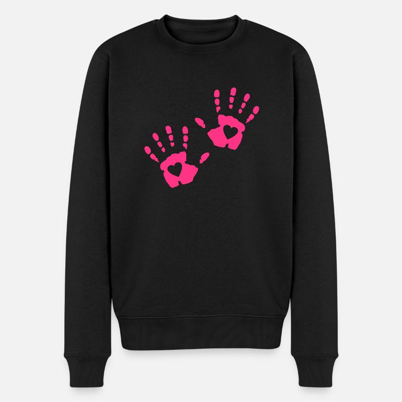 hand herz - Männer Premium Bio Pullover - Schwarz