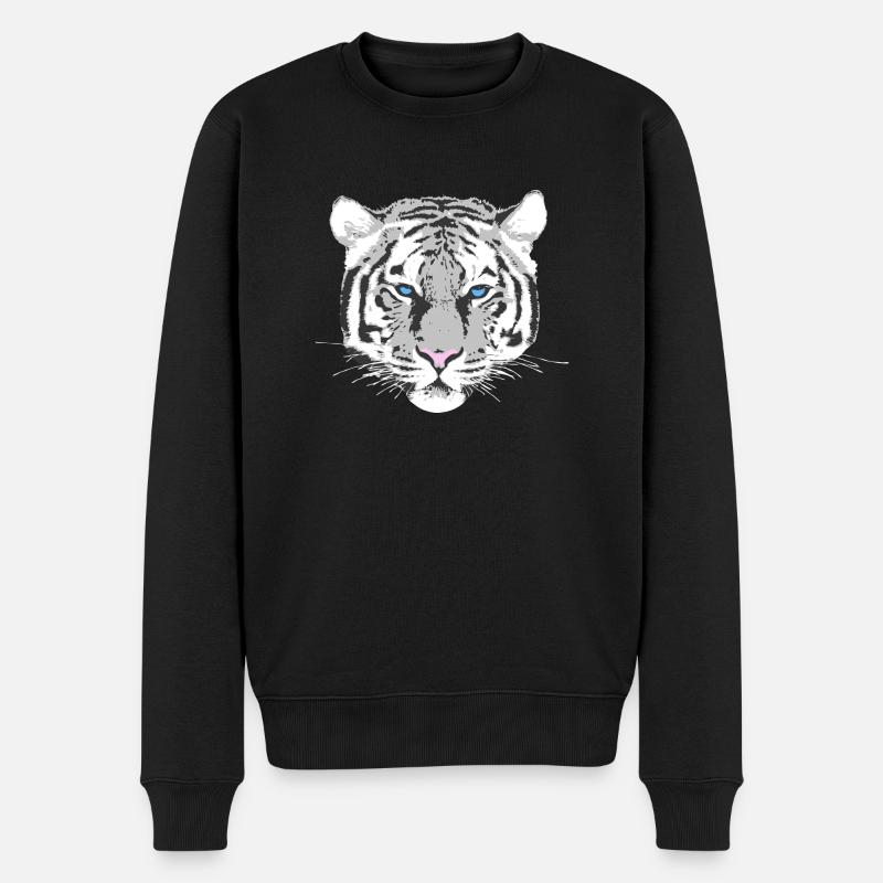 weißer Tiger - Männer Premium Bio Pullover - Schwarz