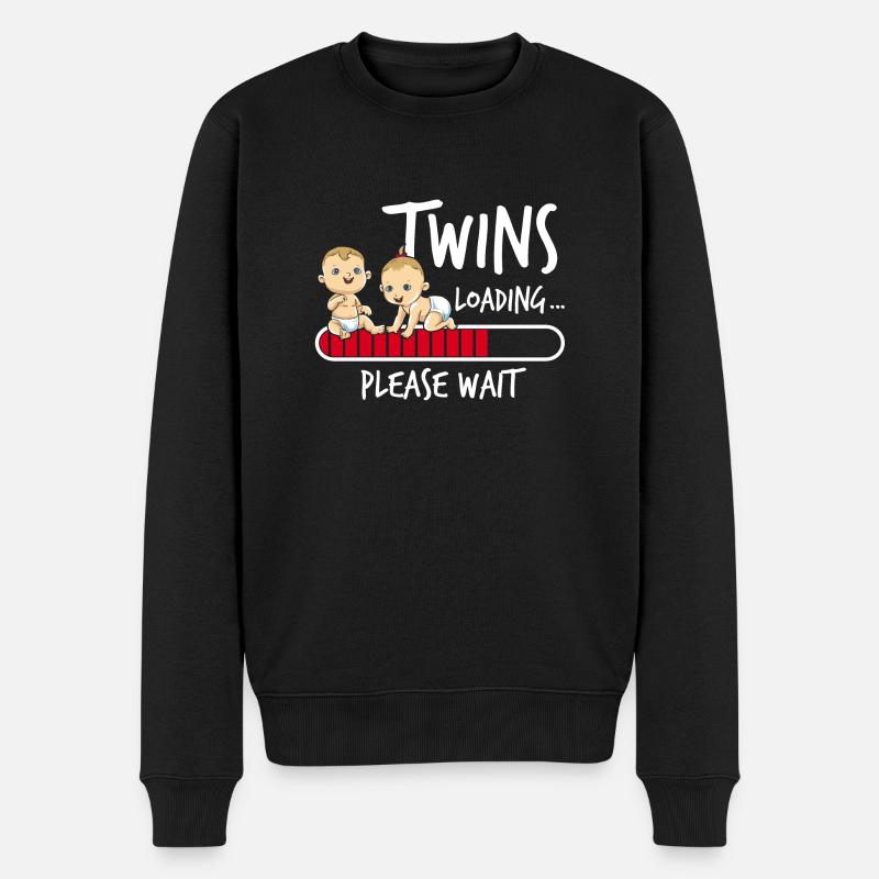 Twins loading Schwangerschaft Zwillinge Babys Mama - Männer Premium Bio Pullover - Schwarz